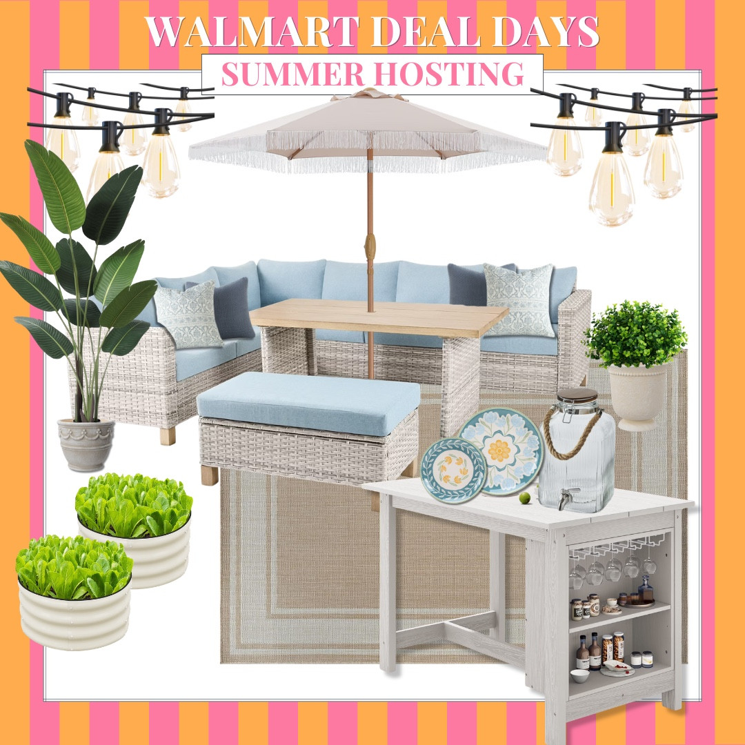 These Walmart Deal Days finds are perfect for creating an elevated outdoor space this summer. From a beautiful patio dining set and fringe umbrella to serving essentials, string lights, and decorative planters, these pieces make hosting family and friends feel effortless all season long.

Summer hosting, Patio furniture, Outdoor dining, Backyard entertaining, Patio decor, Outdoor umbrella, String lights, Bar cart, Outdoor planters, Summer patio ideas, Walmart Deal Days, Outdoor living, audriedollins

#LTKSwim #LTKHome #LTKSaleAlert