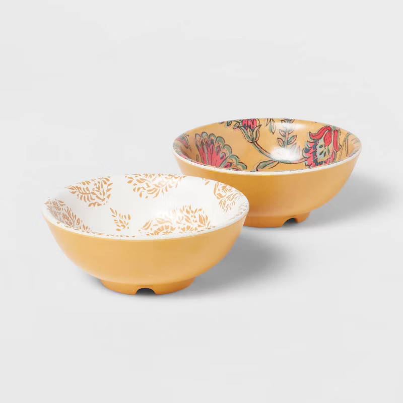 4.5oz 2pk Bamboo and Melamine Mixed Pattern Mini Bowls - Threshold™ | Target