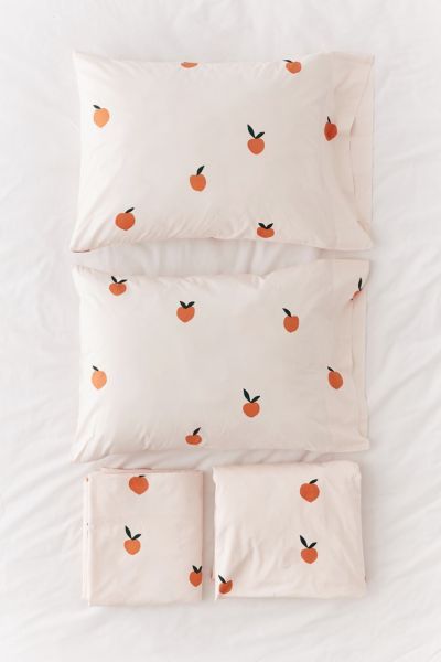 Allover Peaches Sheet Set - Pink TW TOP/BED at Urban Outfitters | Urban Outfitters (US and RoW)