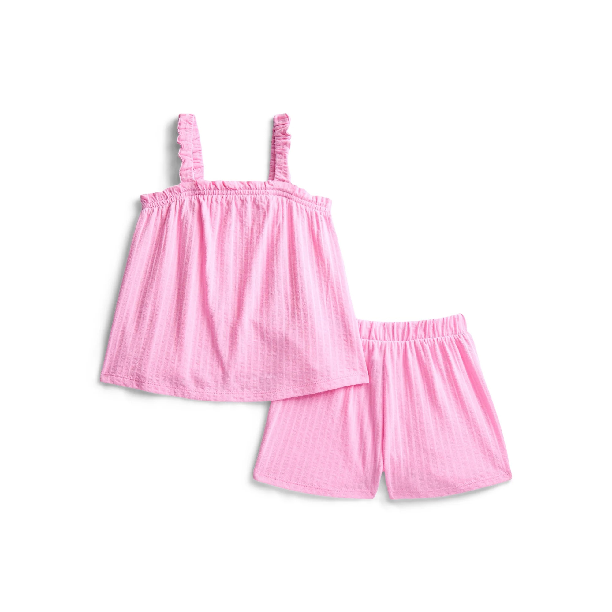 Wonder Nation Toddler Girls Ribbed Tank Top and Shorts 2-Piece Set, Sizes 12M–5T | Walmart (US)