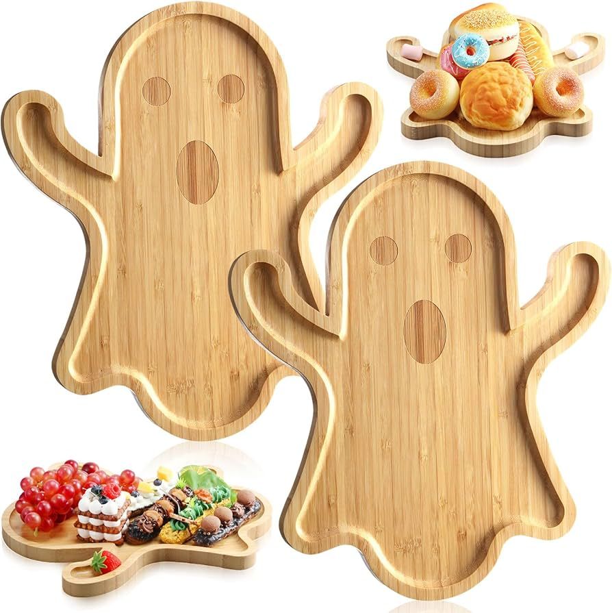 Sintuff 2 Pcs Halloween Charcuterie Board Funny Bamboo Wood Cheese Platter Tray Halloween Dinnerw... | Amazon (US)