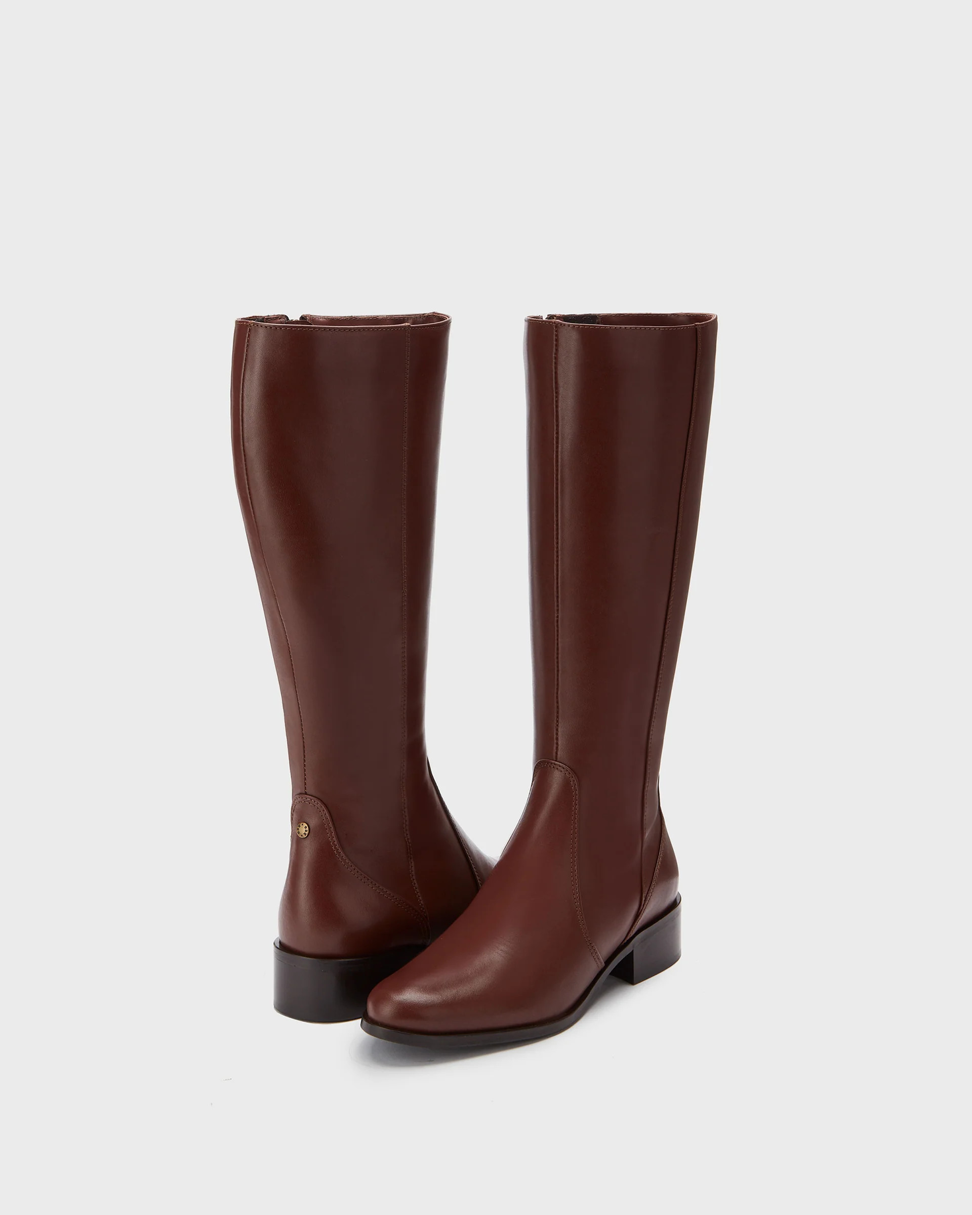 Haltham Standard Brown Leather flat Knee High Boots | DuoBoots | DuoBoots