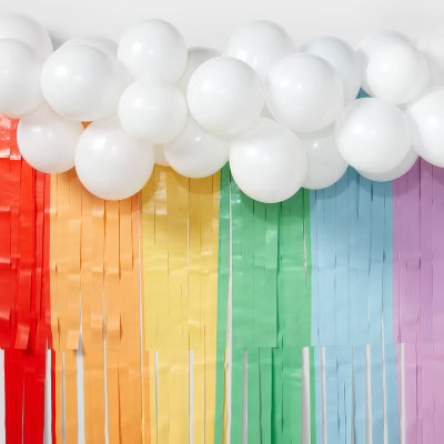 30ct Balloon Garland Décor Kit with Rainbow Tiered Backdrop - Spritz™ | Target