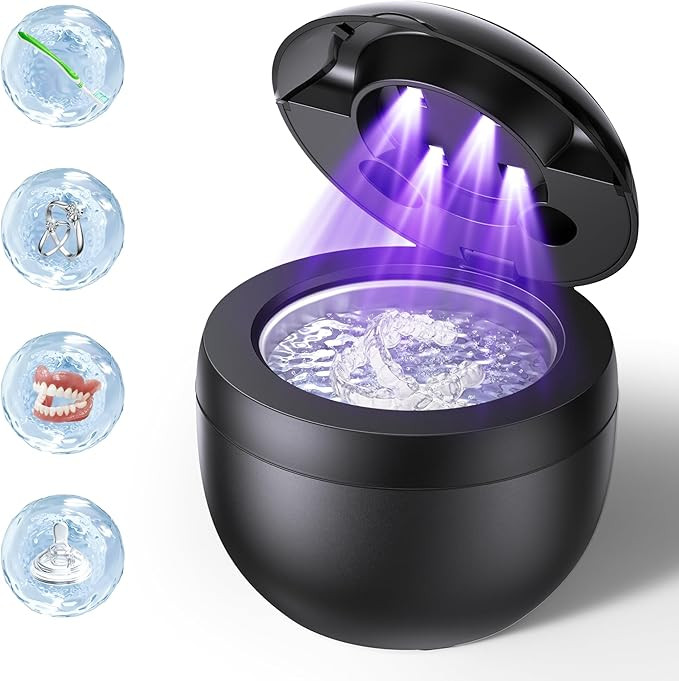 EcoBasic Ultrasonic Retainer Cleaner Machine, 45kHz Dental Cleaning Pod with UV-C Light, 200ML De... | Amazon (US)