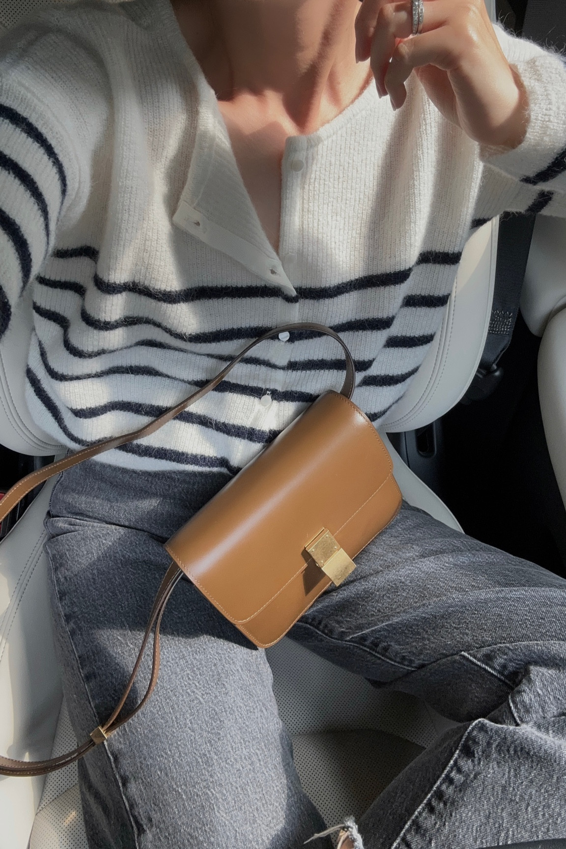 Sweater: Sezane. Fits a little big. I took my regular size; xs
Jeans: tts. One of my most worn pairs
Bag: Celine box in teen. Linked similar 