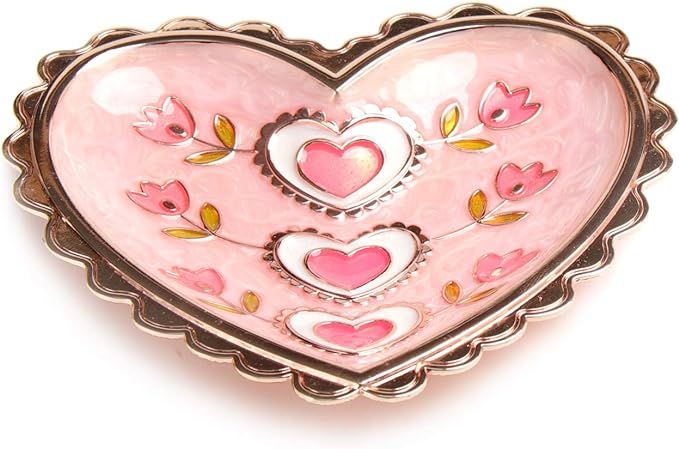 LASODY Rose Heart Jewelry Tray Ring Dish Ring Holder Display Organizer -Keepsake Box for Women | Amazon (US)