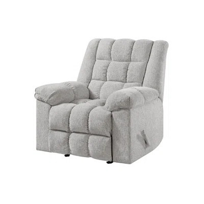 Winy Manual Rocker Reclining Chair, Pillow Grid Tufted Gray Chenille | Wayfair North America