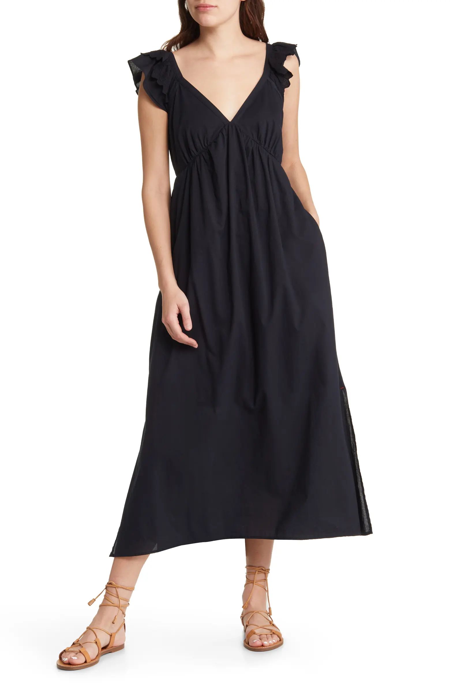 Leia Ruffle Cap Sleeve Cotton Midi Dress | Nordstrom