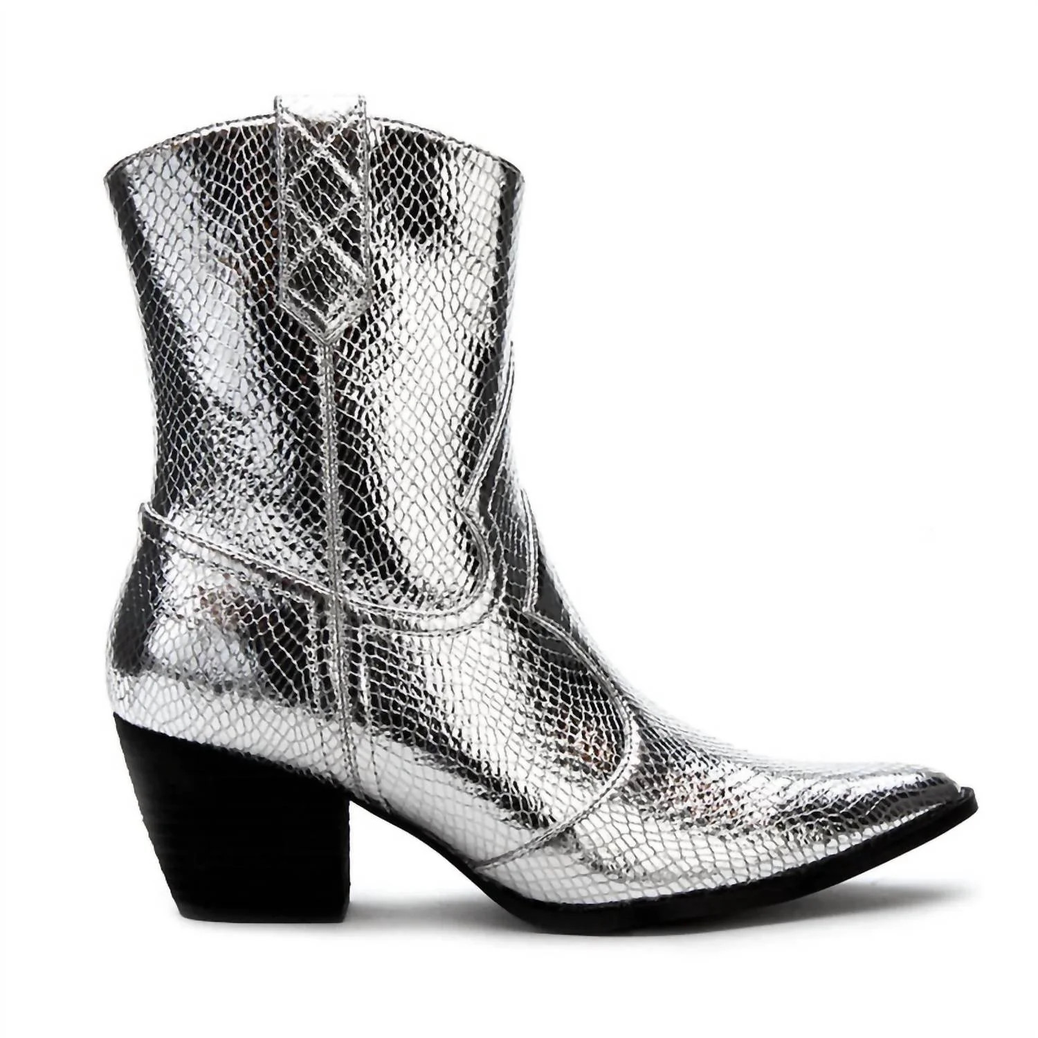 Women's Bambi Western Boots In Silver Snake | Shop Simon