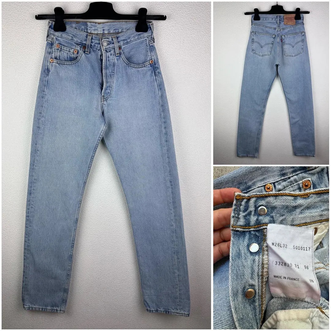 Levis 501 vintage w24 L32 jeans 501s blue stonewash 90s Levi‘s denim straight leg buttonfly reg... | Etsy (US)