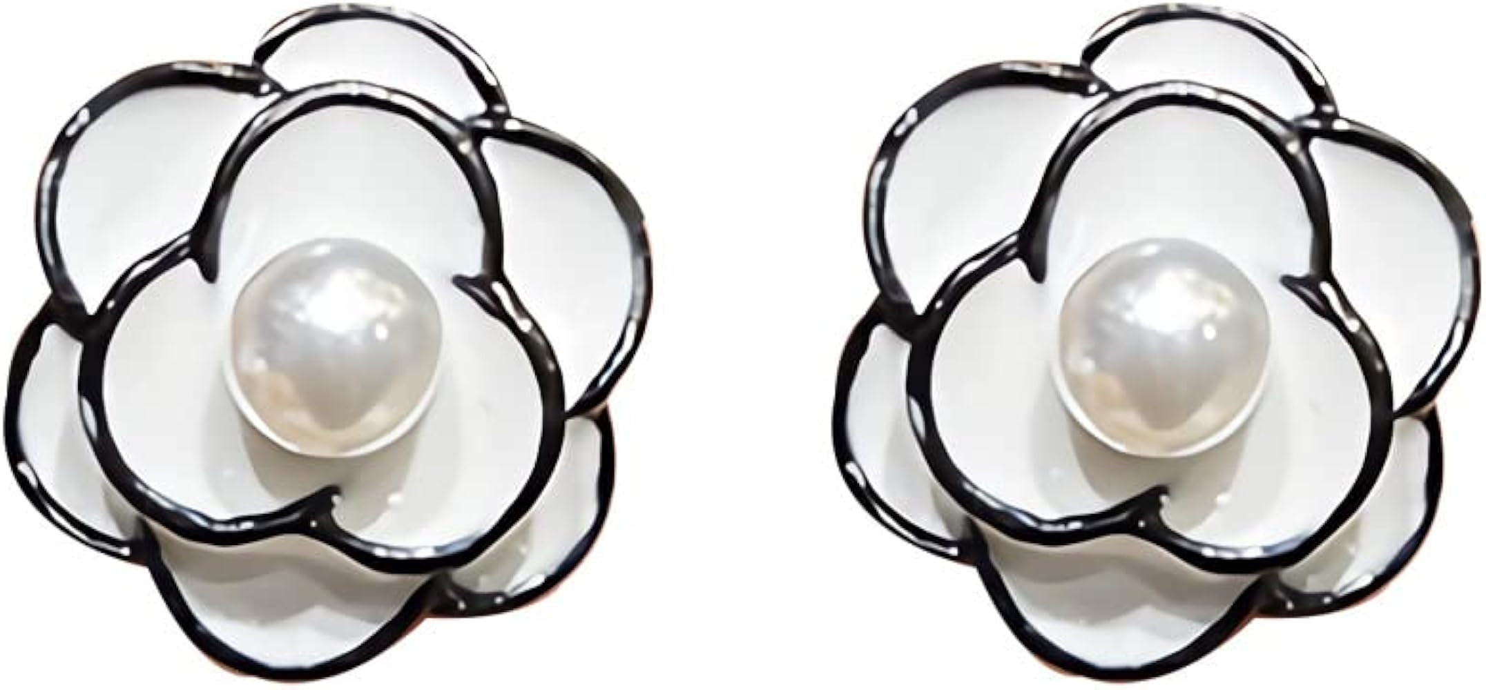 Channel V Vintage Black Rose Earrings Silver Post for Women Black White Flower Small Pearl Earrin... | Amazon (US)