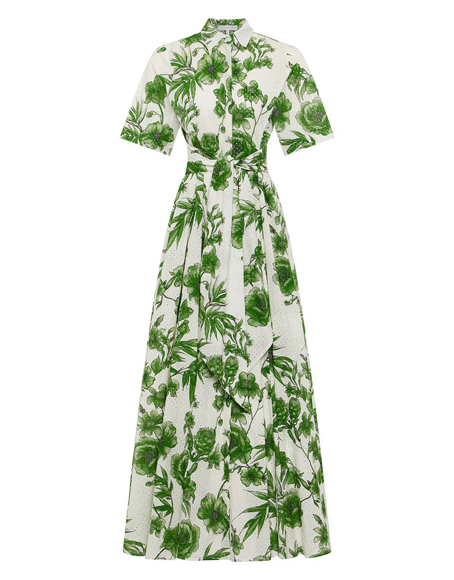 Posie Broderie Anglaise Maxi Dress in Antigua Green | Over The Moon