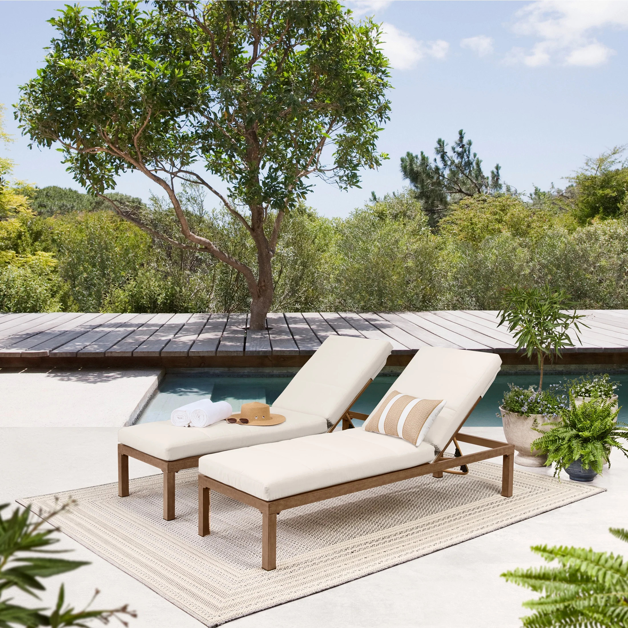 Better Homes and Gardens Marlow Chaise Lounge Chairs, Adjustable Back, Creme | Walmart (US)