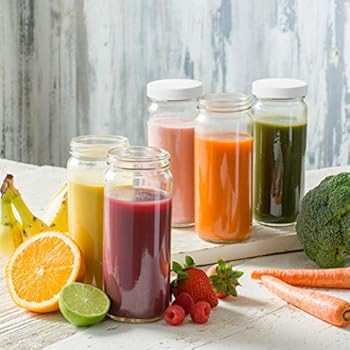 Travel Glass Drinking Bottle Jar 16 Ounce [12-Pack] Plastic Airtight Lids, Reusable Glass Water B... | Amazon (US)