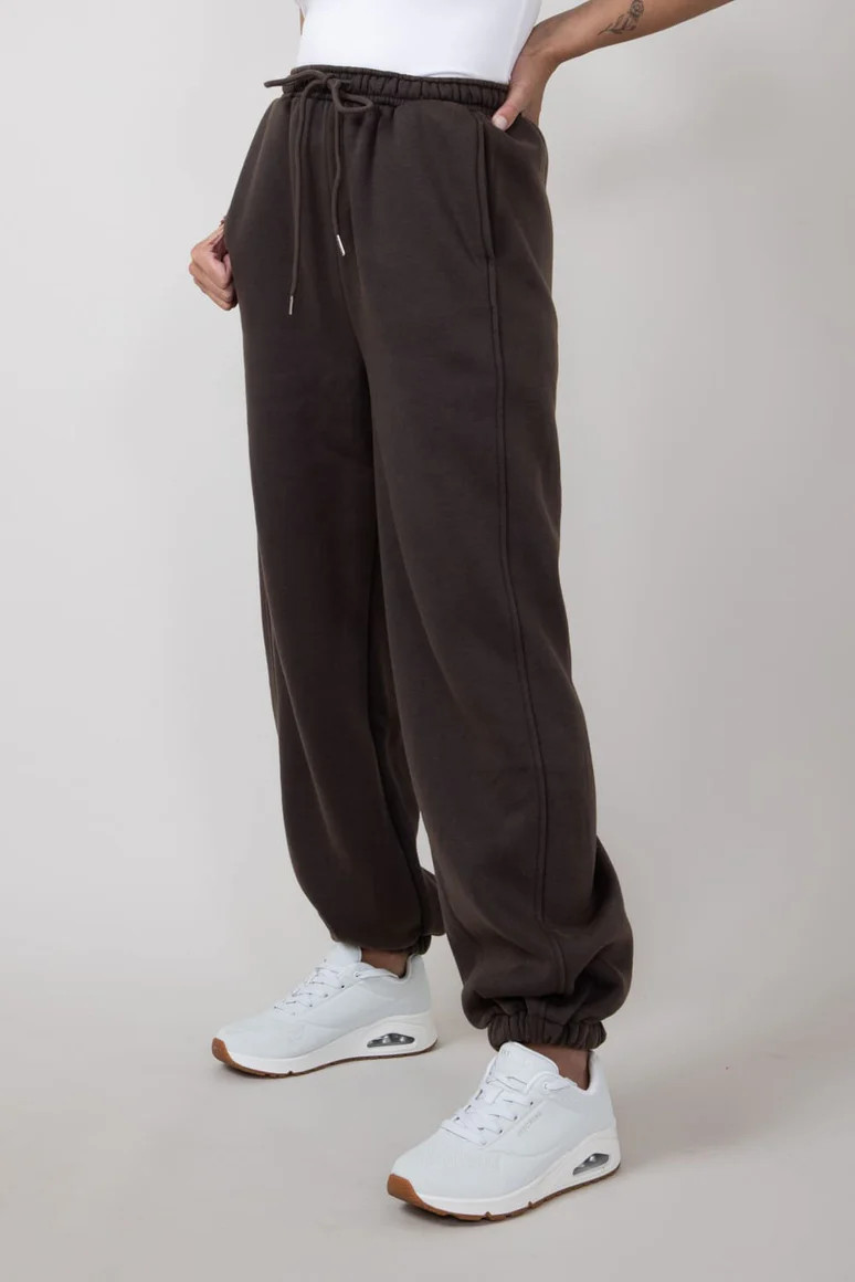 Drawstring Super Soft Sweatpants for Women in Charcoal Brown | Glik's