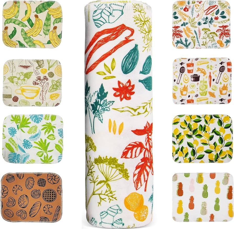 Reusable Paper Towels Washable, Pack of 12 Paperless Kitchen Towels Roll - Surprise Prints, Super... | Amazon (US)
