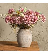 Dobbyby Ceramic Flower Vase 7.6 inch Farmhouse Rustic Vase Decorative Pottery Terracotta Vases fo... | Amazon (US)
