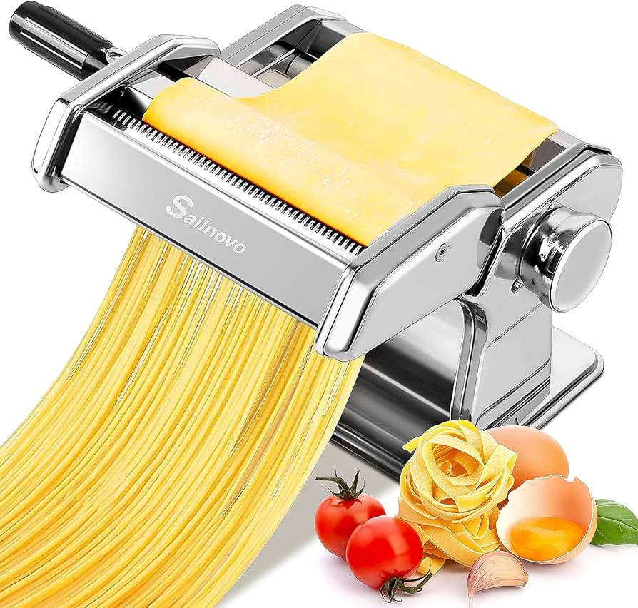 Sailnovo Pasta Maker Machine, 180 Roller Pasta Maker, 9 Adjustable Thickness Settings 2-in-1 Nood... | Amazon (US)