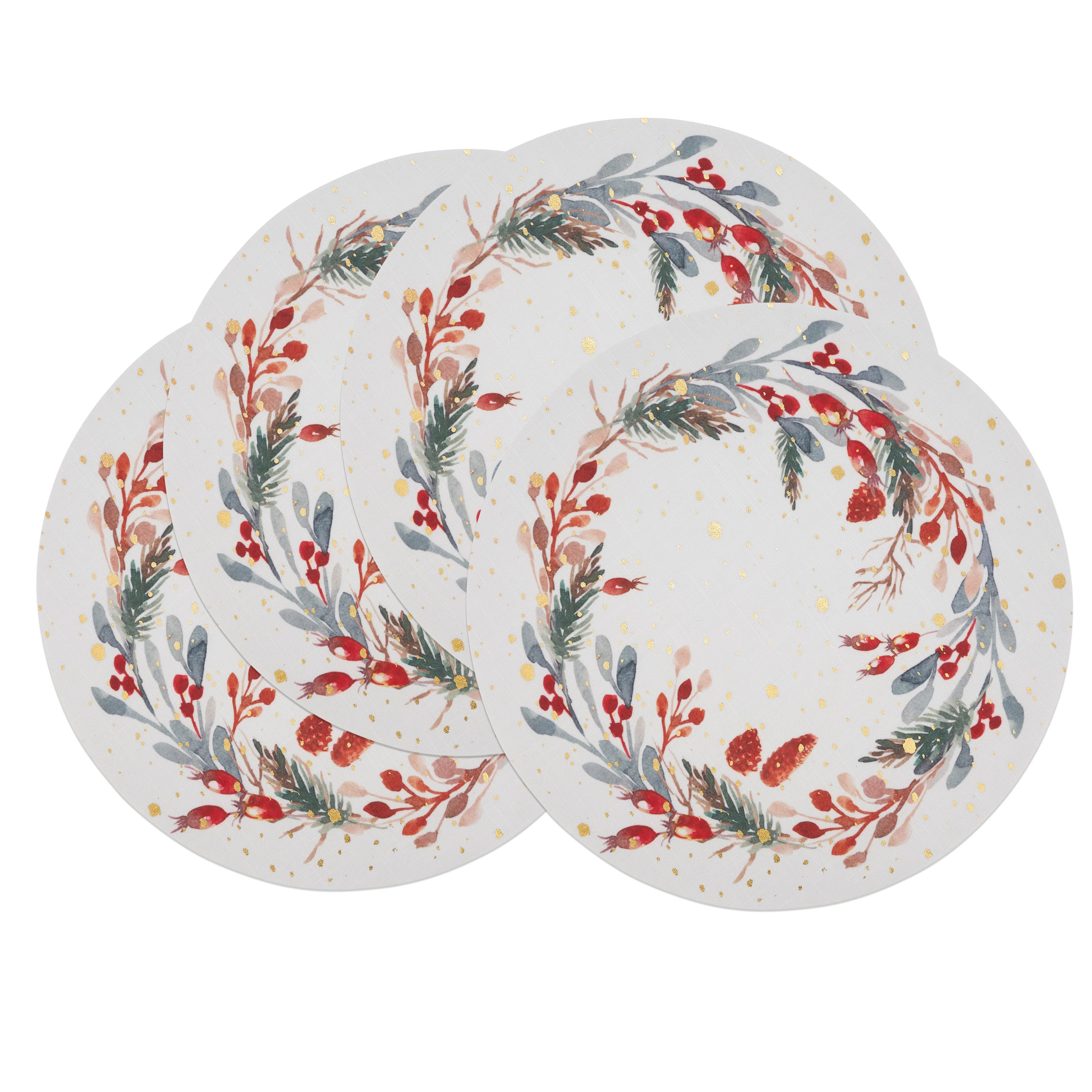 Yuletide Charm Red Berry Wreath Placemat (Set of 4) (Set of 4) | Wayfair North America
