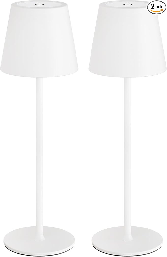 uuffoo 2 Pack Cordless Table Lamp Rechargeable 5000mAH Battery Operated Lights Touch Control LED ... | Amazon (US)