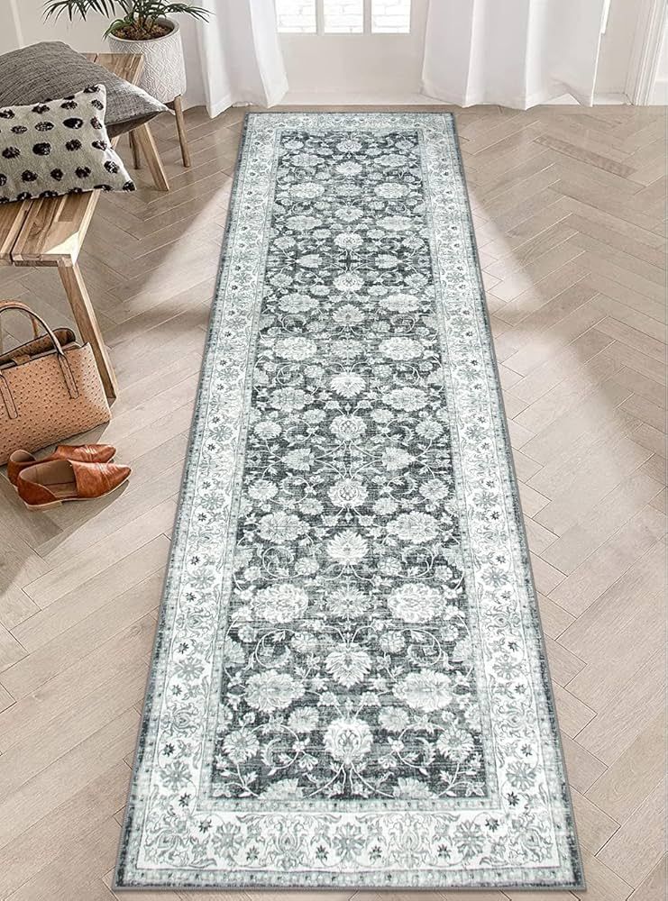 LIVEBOX Kitchen Runner Rug 2.5x8, Vintage Hallway Runner Rug Non Slip Washable Runner Rug, Soft G... | Amazon (US)