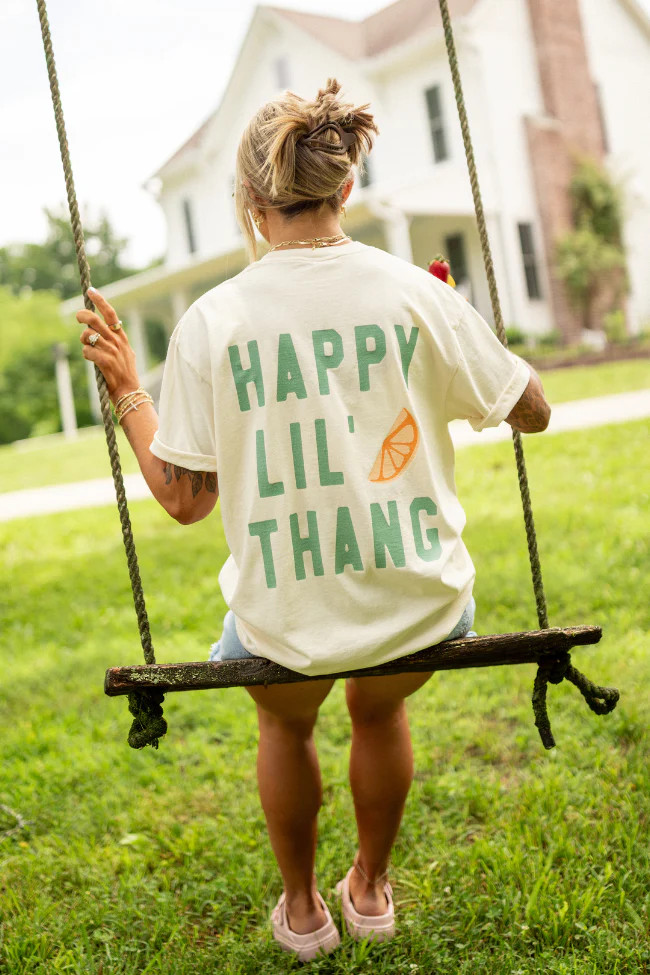 The Kollyns Happy Lil' Thang Ivory Graphic Tee Holley Gabrielle X Pink | Pink Lily