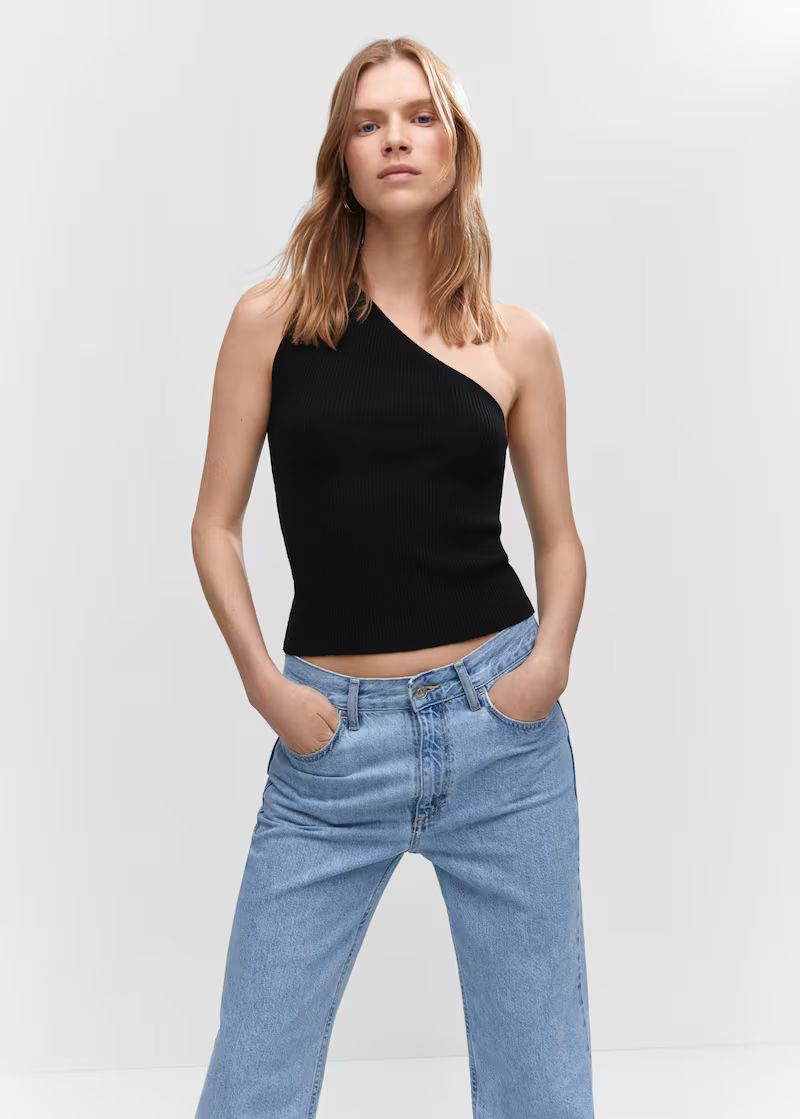 Asymmetrical-neck knitted top -  Women | Mango United Kingdom | MANGO (UK)
