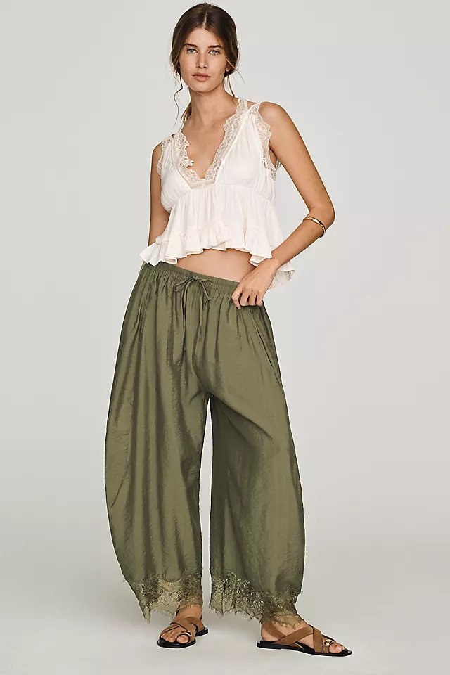By Anthropologie Reverie Lace-Trim Tapered Pants | Anthropologie (US)