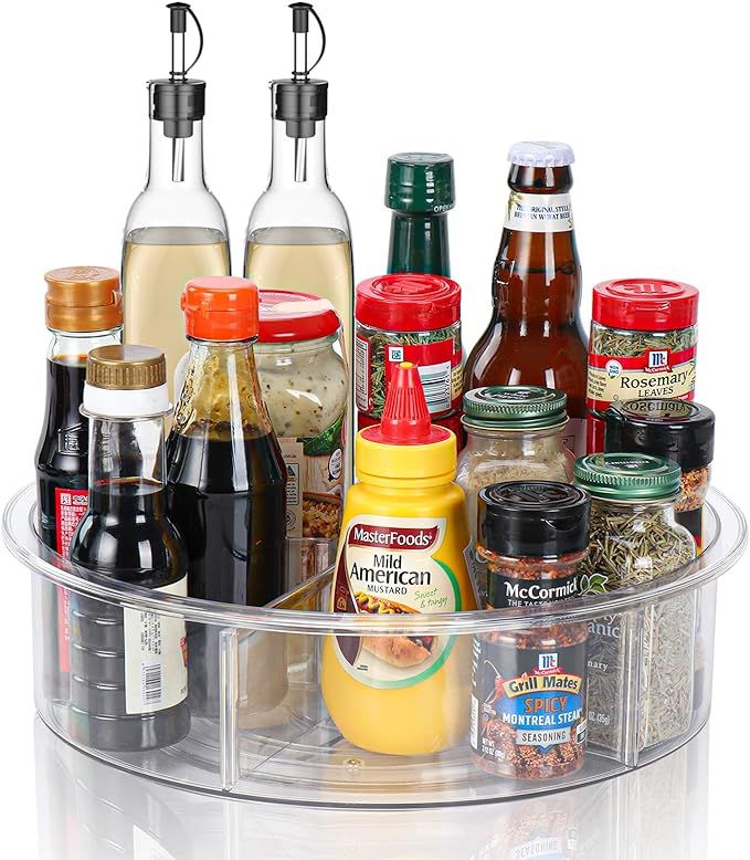 Lazy Susan, 12inch Spinning Organization & Storage Container Bin Turntable Plastic Condiment Spic... | Amazon (US)