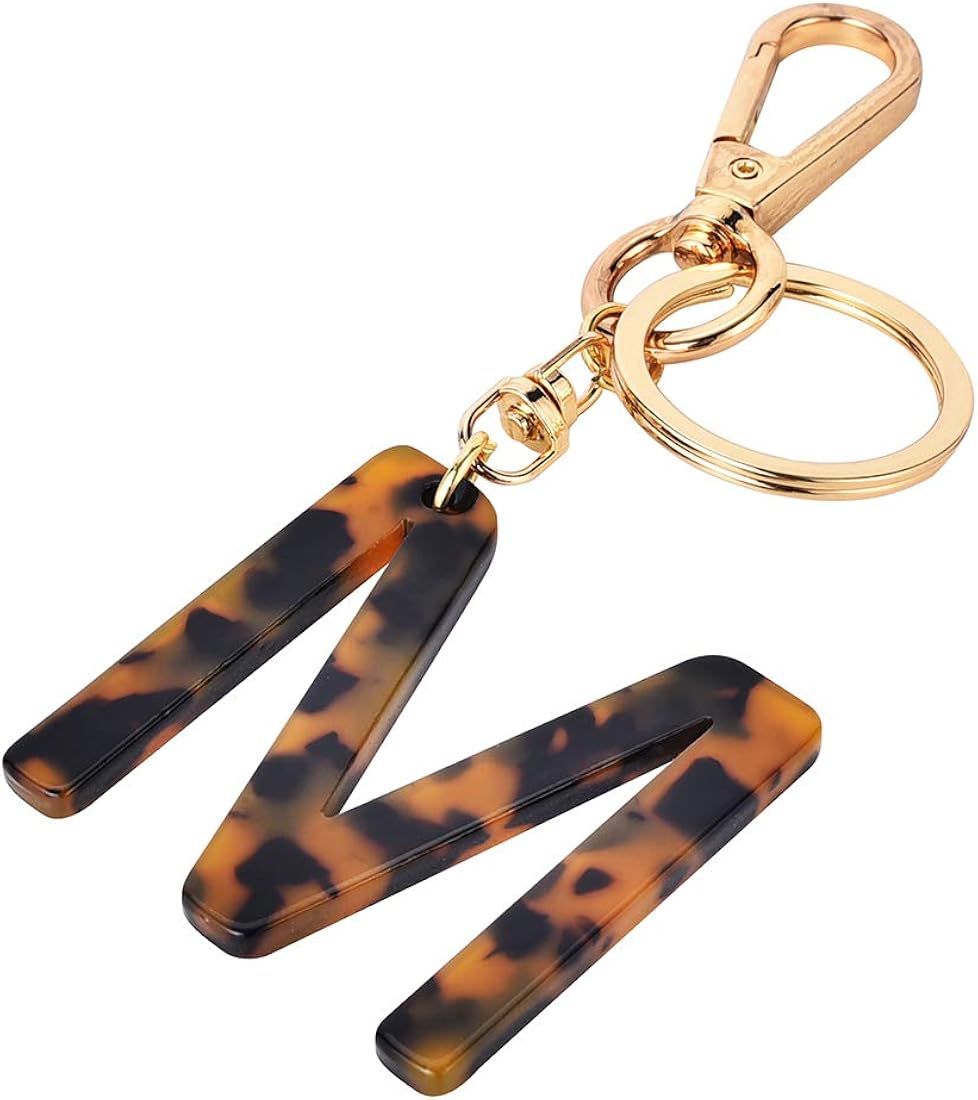 Letter Key Chains Accessories for Women and Girls, Gold Initial Key Ring Acetate Leopard Print Penda | Amazon (US)