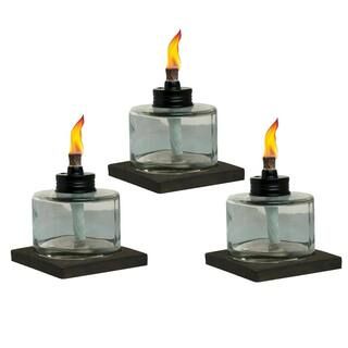 TIKI 4 in. Mixed Material Votive Glass Table Torch Brown and Clear (3-Pack)-111716968 - The Home ... | The Home Depot