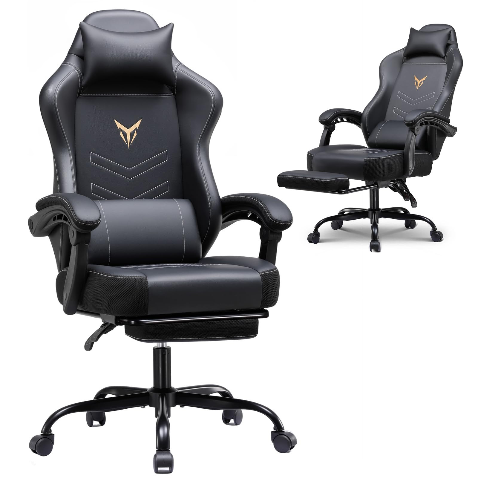 GTPLAYER Gaming Chair with Footrest, Recliner Chair with Headrest & Lumbar Support, Linkage Armre... | Amazon (US)