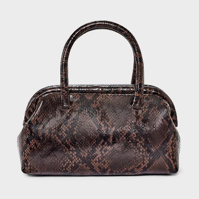 Snake Print Frame Satchel Handbag - A New Day™ Brown | Target