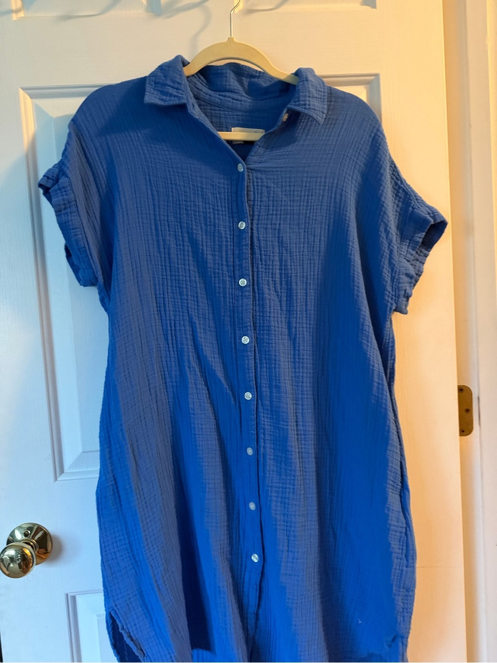 Universal Thread Blue Button-Front Gauze Shirt Dress | Poshmark