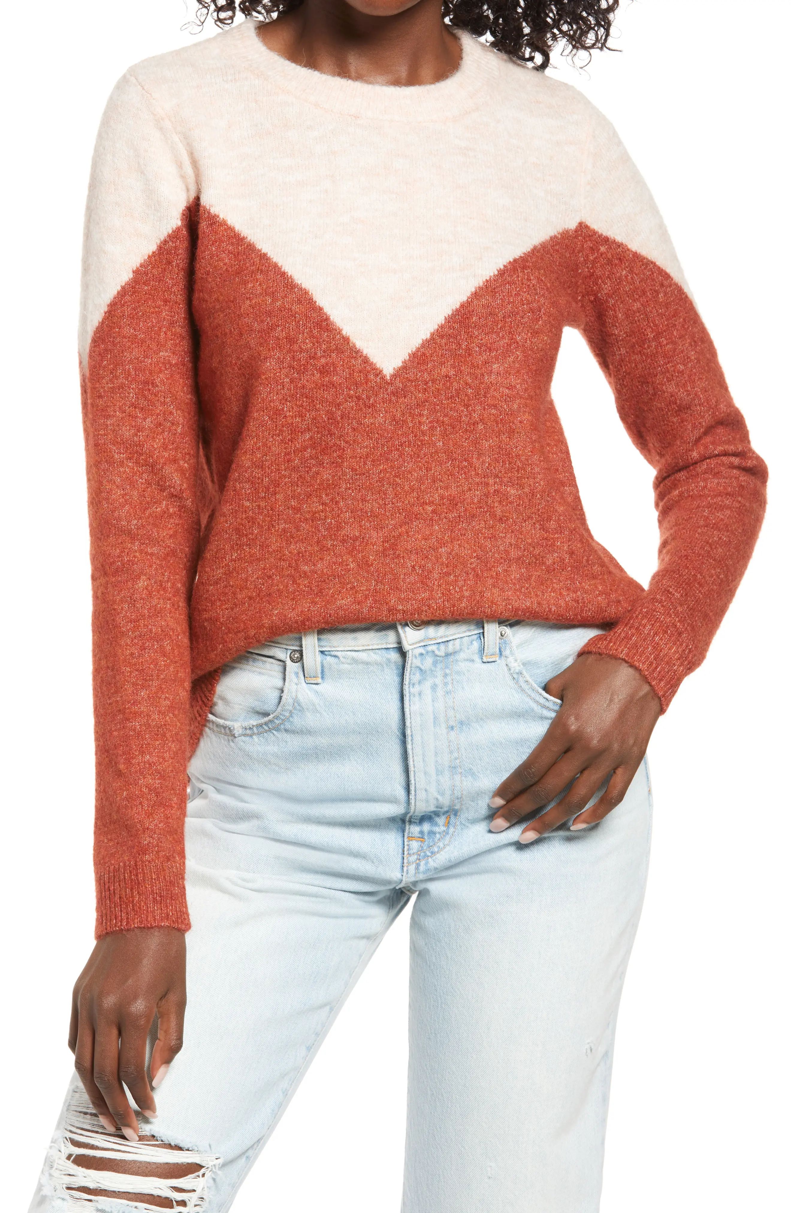 VERO MODA Plaza Colorblock Sweater, Size Small in Misty Rose Detail at Nordstrom | Nordstrom