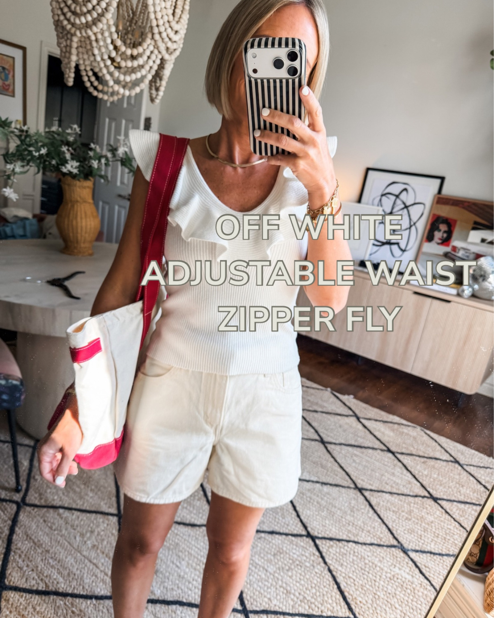 my fave off white jean shorts by @levi 
adjustable waist, i size up to a 26 for a looser fit in my booty

#LTKootd #LTKOver40