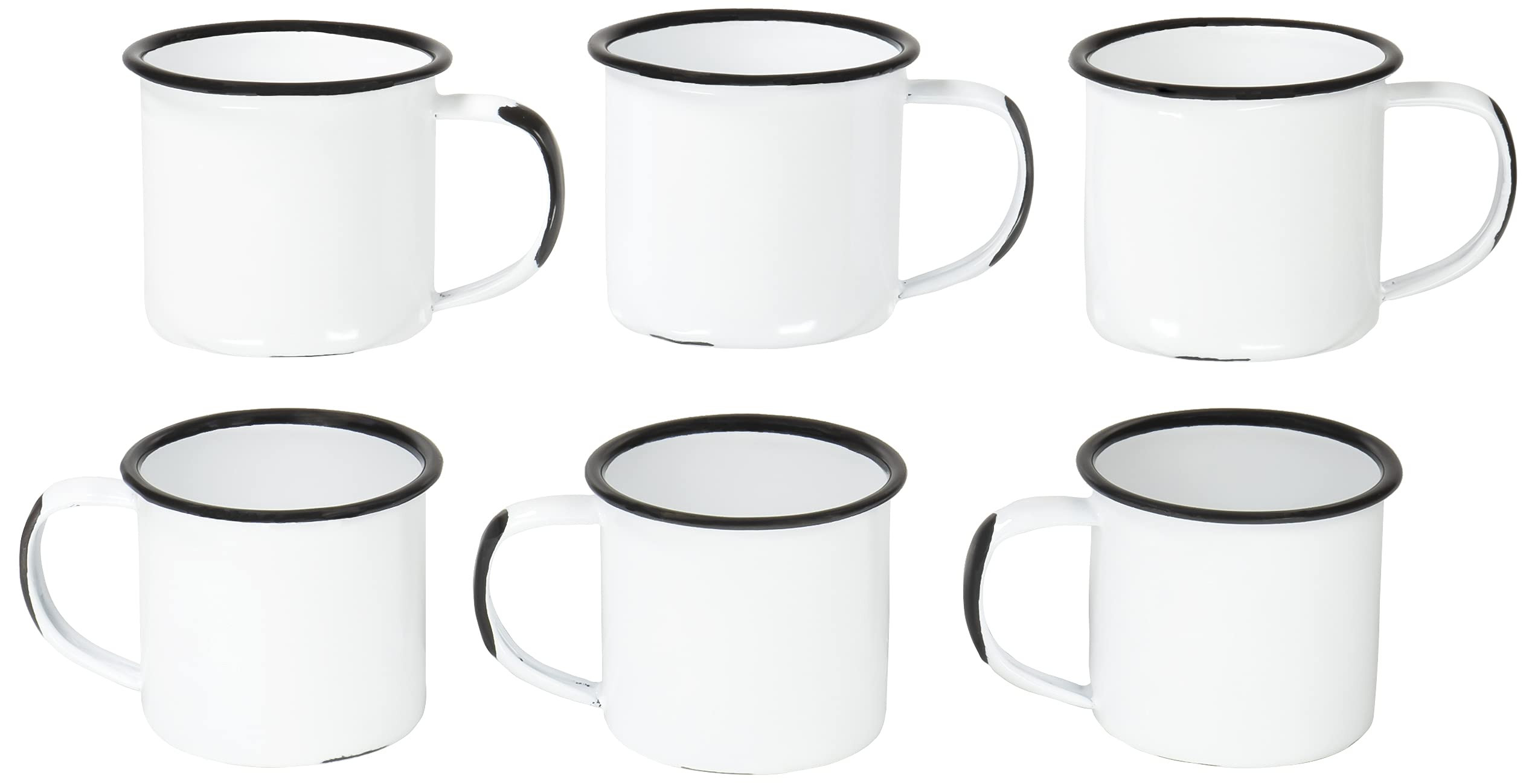 Red Co. Set of 6 Enamelware Metal Small Classic 5 Oz Round Coffee and Tea Mug with Handle, Distre... | Amazon (US)