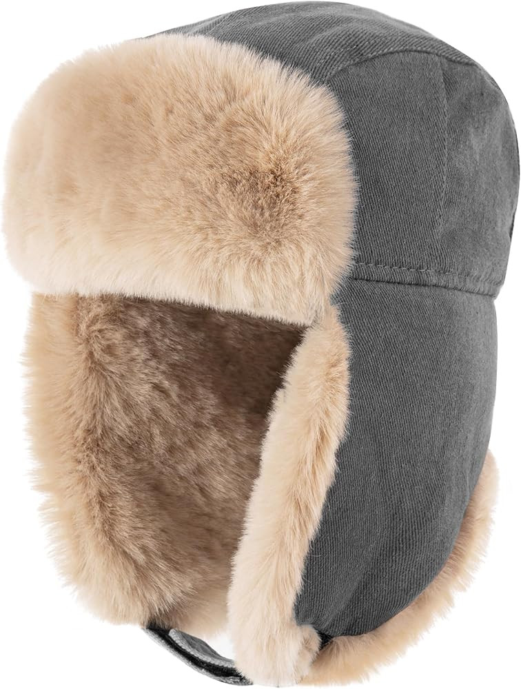 Trapper Hat Warm Windproof Winter Trooper Hats with Earflaps Faux Fur Hunting Hat for Women Men | Amazon (US)