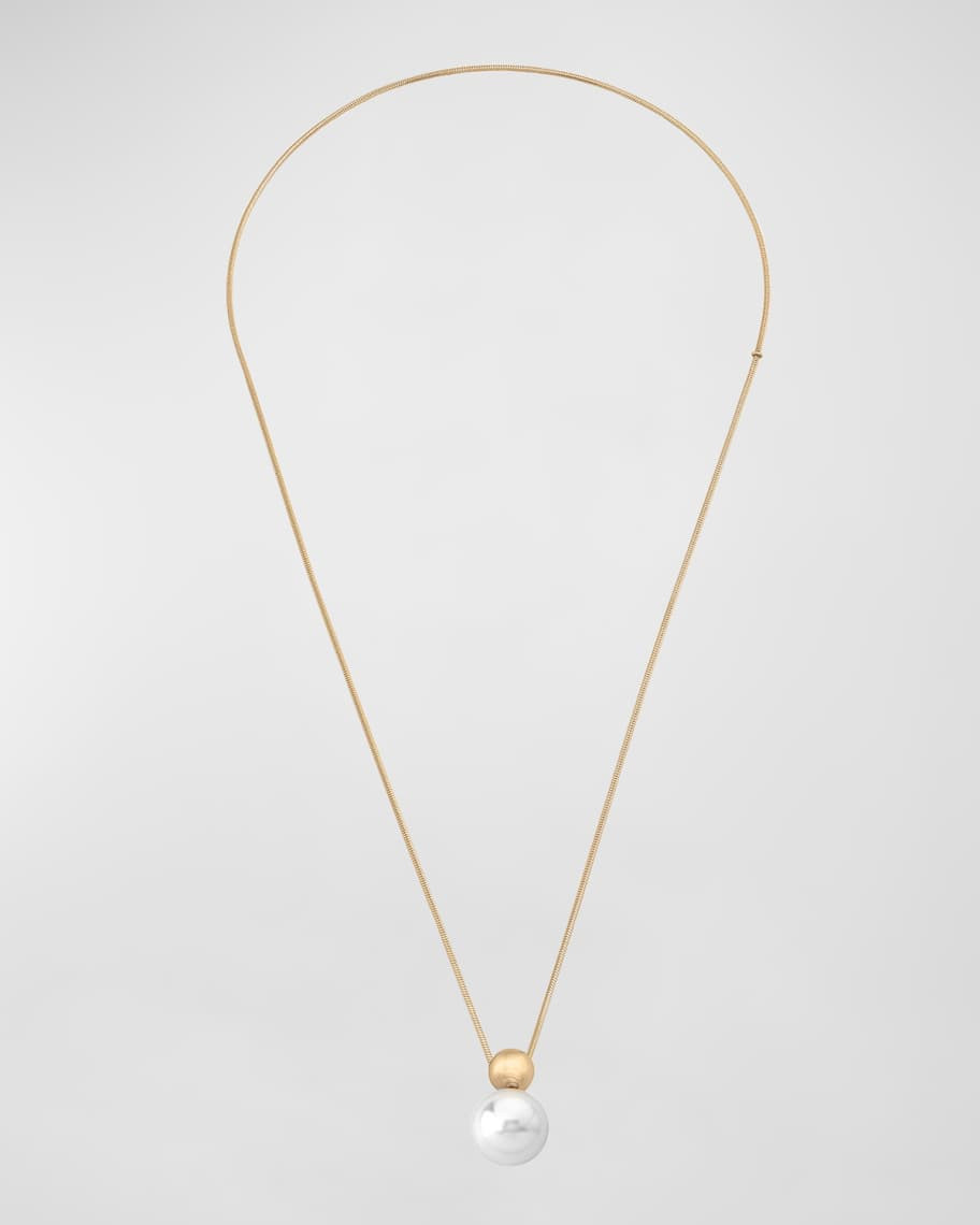 Majorica Aura Pearl Slider Necklace, Gold | Neiman Marcus