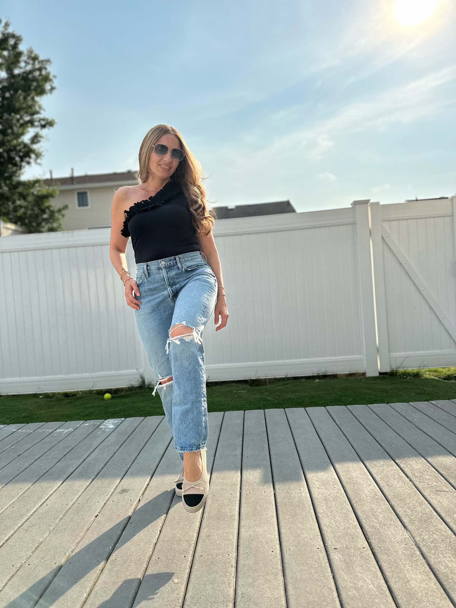 Happy Monday everyone 😃
We had a fun & active weekend, running around but also got to enjoy the outdoor ‘food truck’ festival & ate ALL the foods! 🥳
(I order these jeans in “crop” since I’m 5’2 they fit regular length lol) 
~don't forget to stop and take a moment to enjoy all the beauty around of the week ahead 🤩 Jax usually helps remind me of that with his simple 🐾 enjoyment of life ❤️

#LTKSeasonal #LTKshoecrush #LTKFind