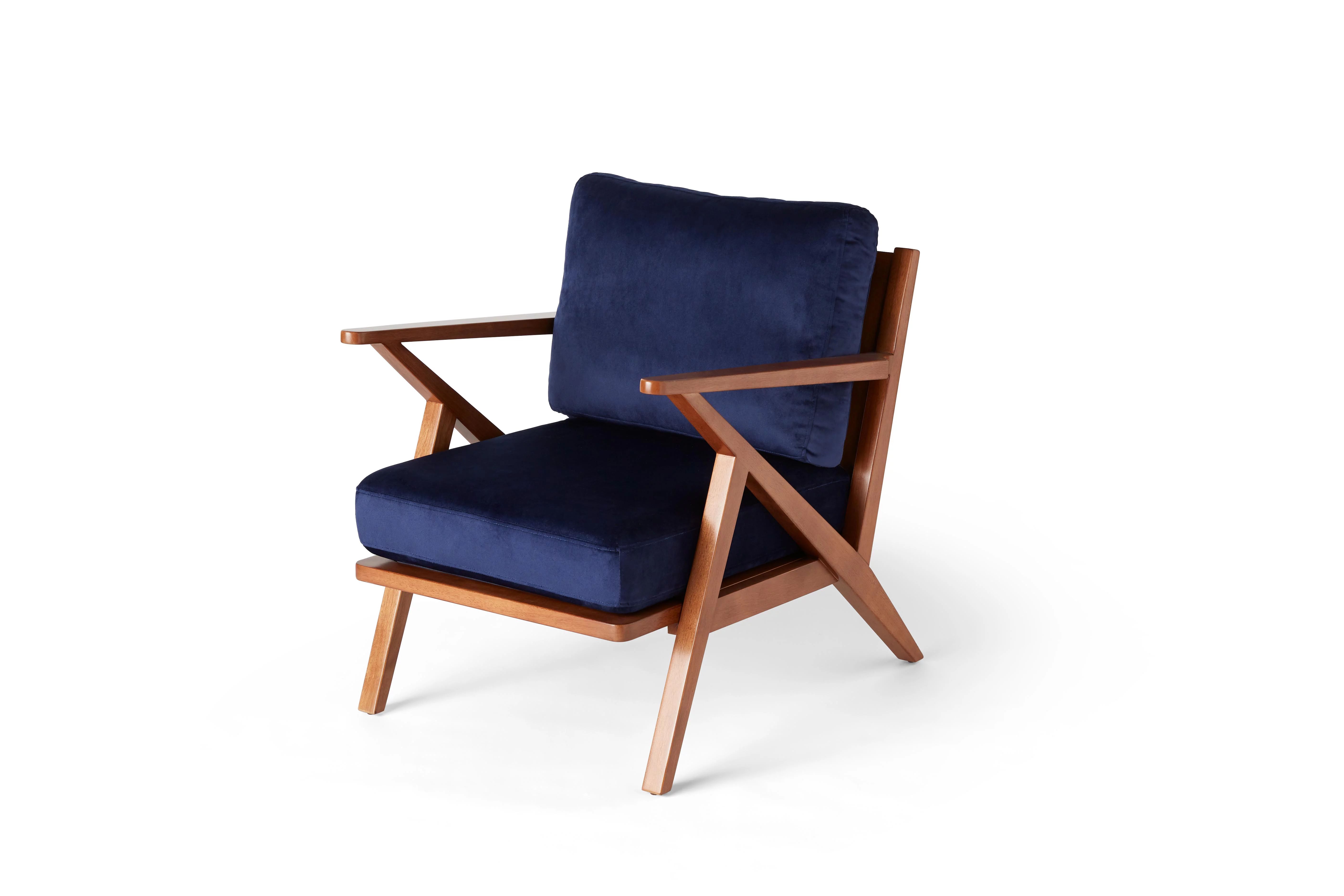 Blue Velvet Mid-Century Accent Chair by Drew Barrymore Flower Home | Walmart (US)