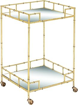 Deco 79 Metal Rolling 2 Mirrored Shelves Bar Cart, 18" x 18" x 30", Gold | Amazon (US)