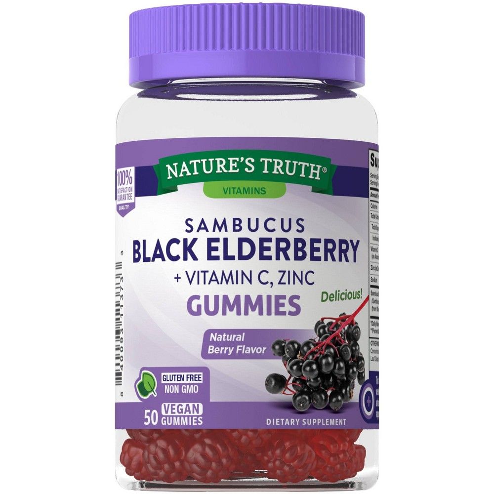 Nature's Truth Elderberry + Vitamin C Zinc Gummies - Natural Berry - 50ct | Target