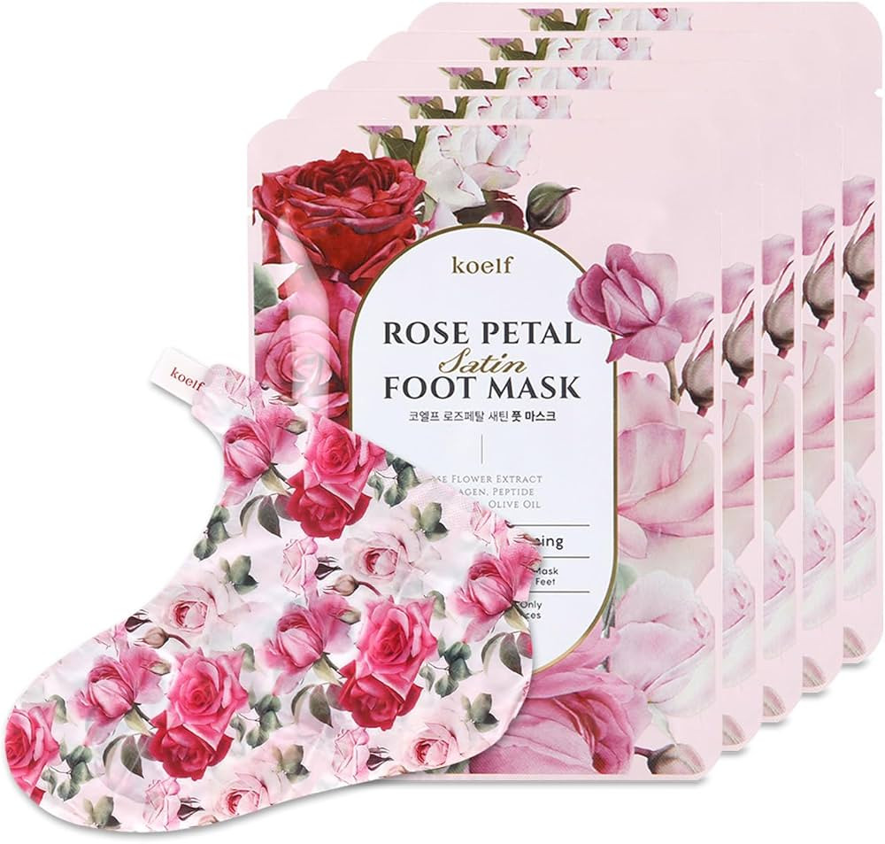 koelf Rose Petal Satin Foot Mask (5pairs) - Korean Skin Care, Intensive Nourishing Socks, Rose Sc... | Amazon (US)