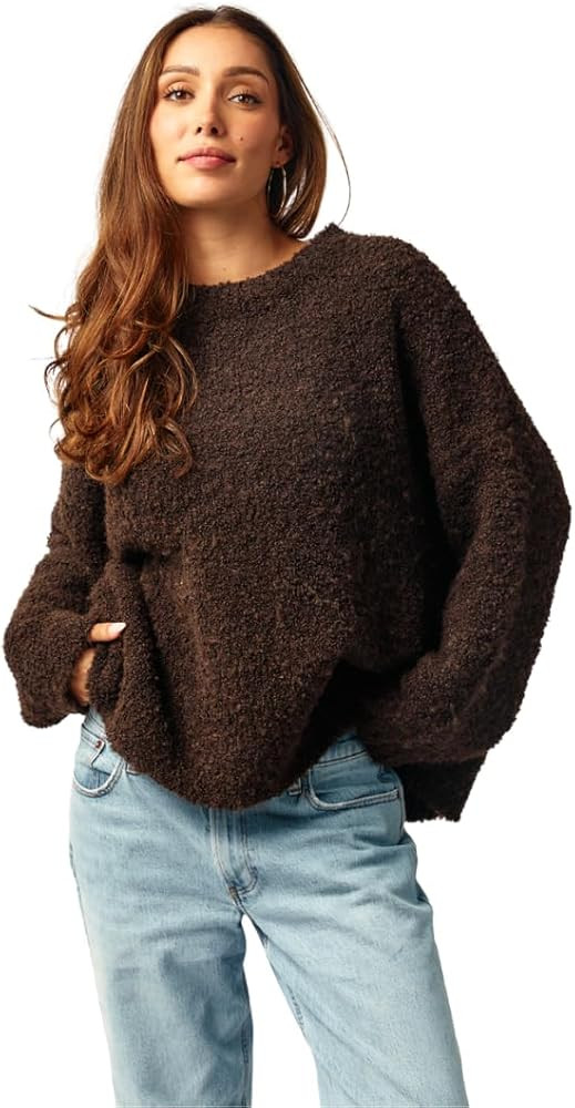 Almere Boucle Pullover Sweater, Womens Oversized Crewneck, Wool Blend Fall and Winter | Amazon (US)