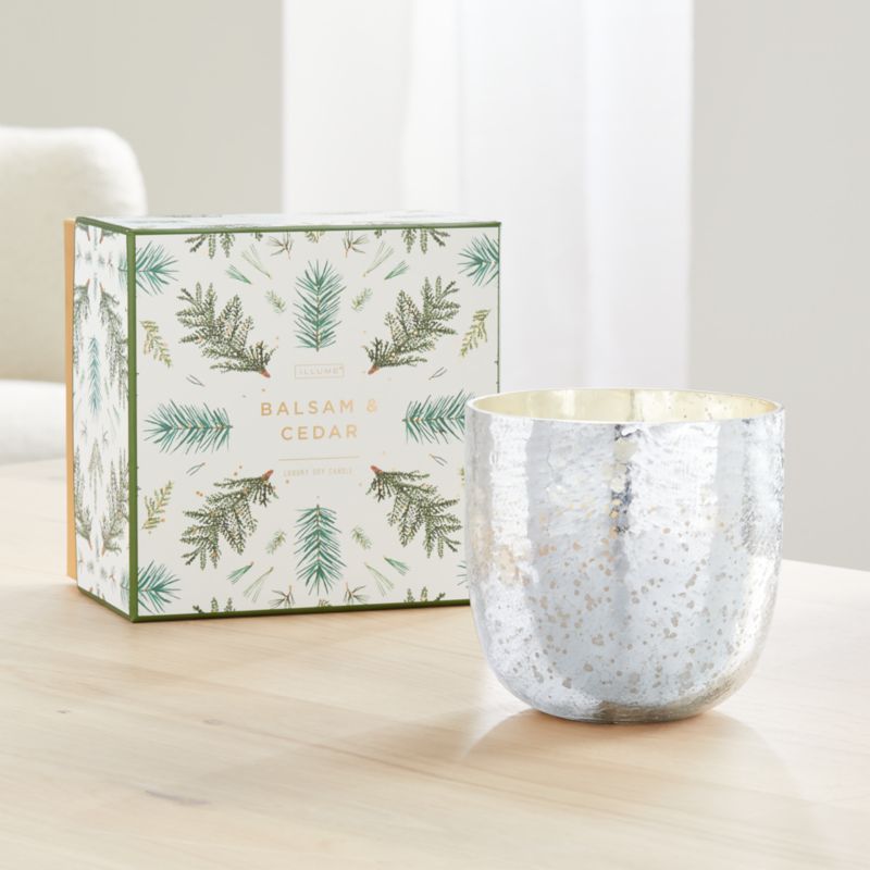 Illume Balsam and Cedar Luxe Sanded Mercury Glass Candle + Reviews | Crate and Barrel | Crate & Barrel