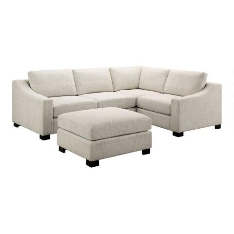 Cream Slope Arm Hayes 5 Piece Modular Sectional Sofa | World Market