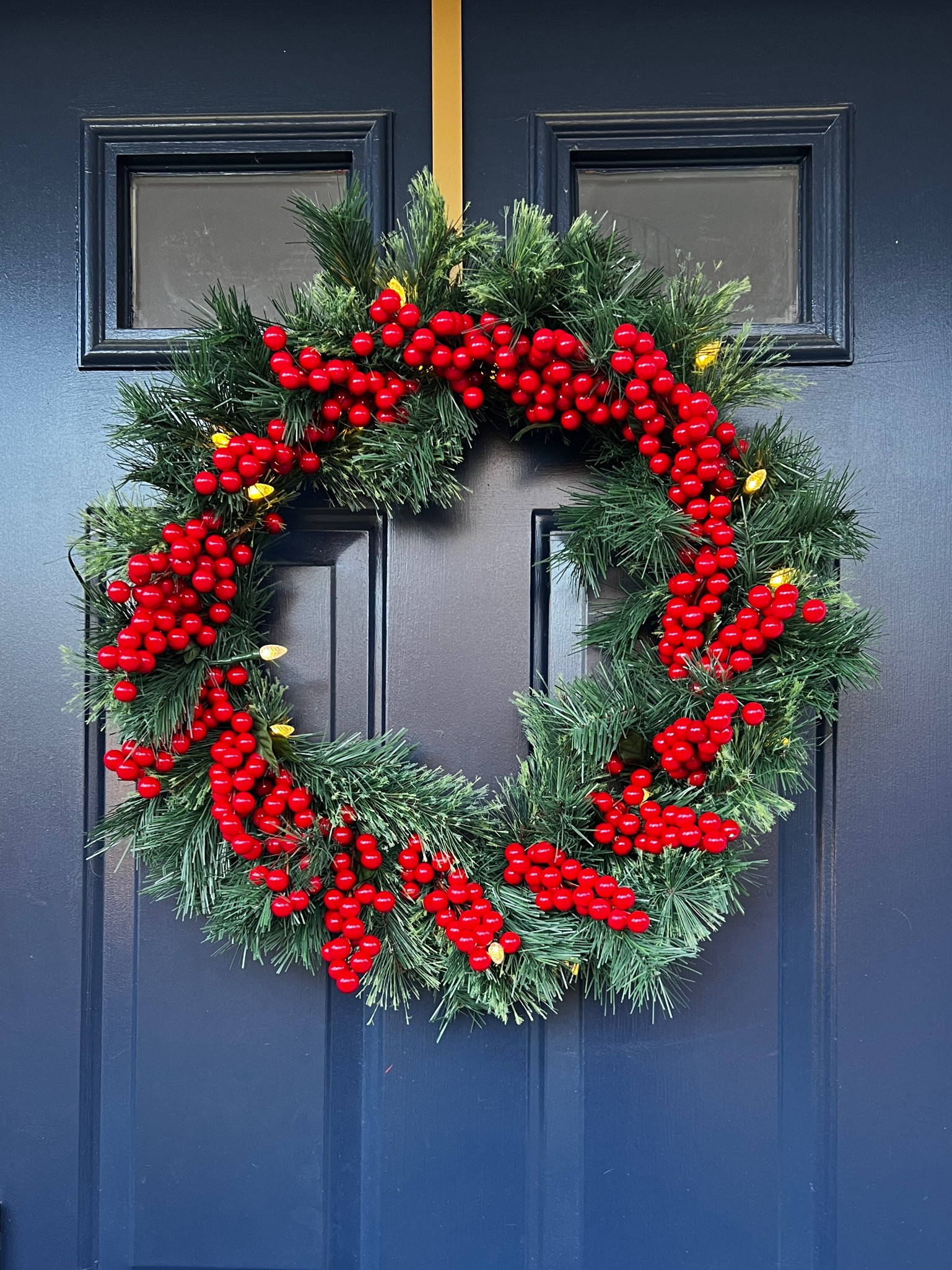 Create your own simple but elegant wreath for under $50.
One pre-lit wreath and 18-20 bright red berries. Simply weave the berries into the frame of the wreath.

#LTKFindsUnder50 #LTKHoliday #LTKHome