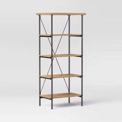 Wood and Metal Media Tower Bookcase Natural - Room Essentials™ | Target