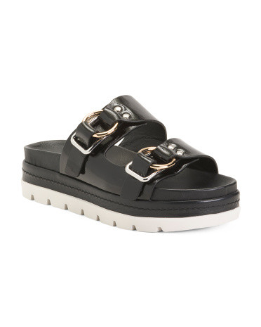 Leather Platform Double Strap Sandals | TJ Maxx